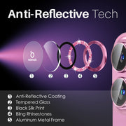 For iPhone 16 / 16 Plus NORTHJO Glitter Camera Lens Protector Tempered Glass Metal Ring Film(Rose)