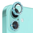 For iPhone 16 / 16 Plus NORTHJO Glitter Camera Lens Protector Tempered Glass Metal Ring Film(Cyan) - iPhone 16 Tempered Glass by NORTHJO | Online Shopping South Africa | PMC TechLife | Buy Now Pay Later Mobicred