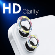 For iPhone 16 / 16 Plus NORTHJO Glitter Camera Lens Protector Tempered Glass Metal Ring Film(Colorful)
