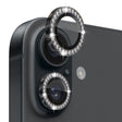 For iPhone 16 / 16 Plus NORTHJO Rhinestone Camera Lens Protector Tempered Glass Metal Ring Film(Graphite) - iPhone 16 Tempered Glass by NORTHJO | Online Shopping South Africa | PMC TechLife | Buy Now Pay Later Mobicred