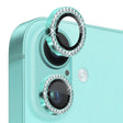 For iPhone 16 / 16 Plus NORTHJO Rhinestone Camera Lens Protector Tempered Glass Metal Ring Film(Cyan) - iPhone 16 Tempered Glass by NORTHJO | Online Shopping South Africa | PMC TechLife | Buy Now Pay Later Mobicred