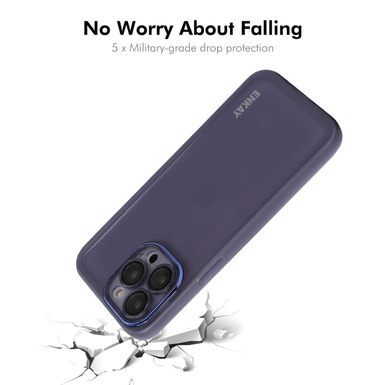 For iPhone 16 Pro Max ENKAY Hat-Prince Translucent Matte TPU Phone Case with Lens Film(Blue)