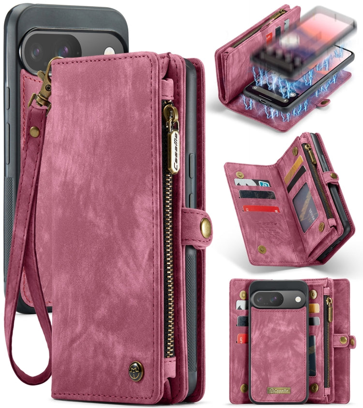 For Google Pixel 9 / 9 Pro CaseMe 008 Detachable Multifunctional Leather Phone Case(Wine Red)