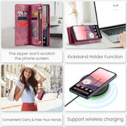 For Google Pixel 9 / 9 Pro CaseMe 008 Detachable Multifunctional Leather Phone Case(Wine Red)