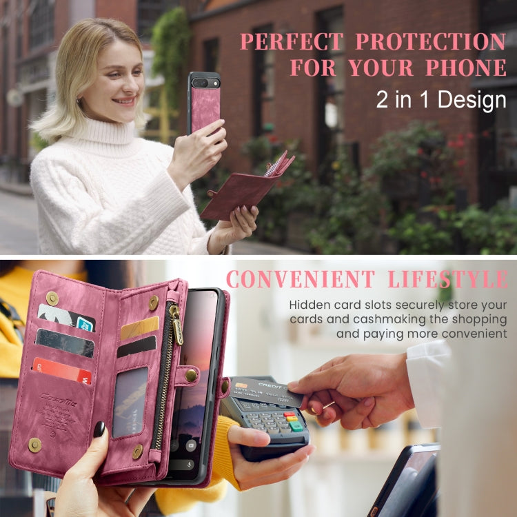 For Google Pixel 9 / 9 Pro CaseMe 008 Detachable Multifunctional Leather Phone Case(Wine Red)