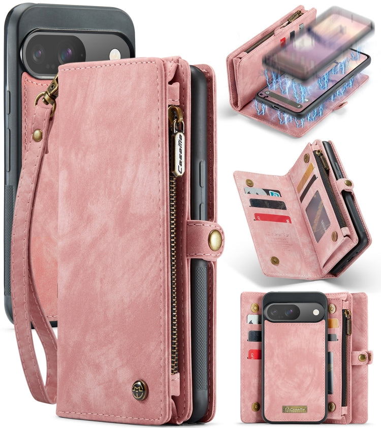 For Google Pixel 9 / 9 Pro CaseMe 008 Detachable Multifunctional Leather Phone Case(Pink)