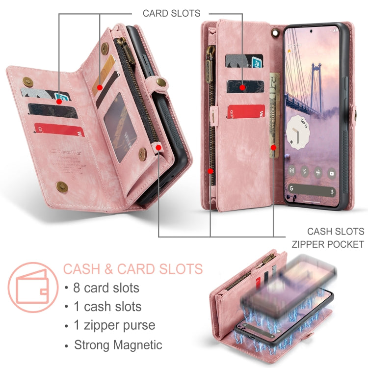 For Google Pixel 9 / 9 Pro CaseMe 008 Detachable Multifunctional Leather Phone Case(Pink)