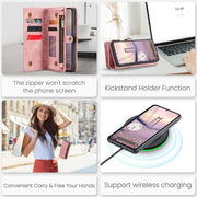 For Google Pixel 9 / 9 Pro CaseMe 008 Detachable Multifunctional Leather Phone Case(Pink)