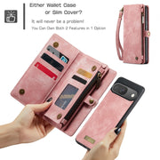 For Google Pixel 9 / 9 Pro CaseMe 008 Detachable Multifunctional Leather Phone Case(Pink)