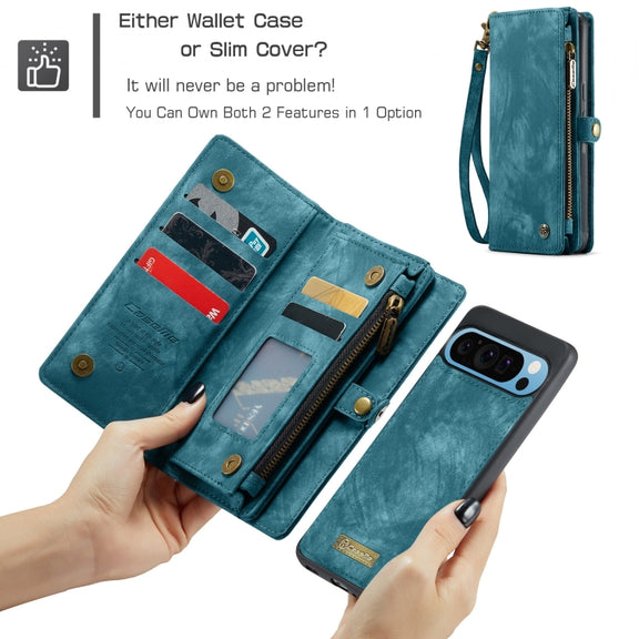 For Google Pixel 9 Pro XL CaseMe 008 Detachable Multifunctional Leather Phone Case(Blue)