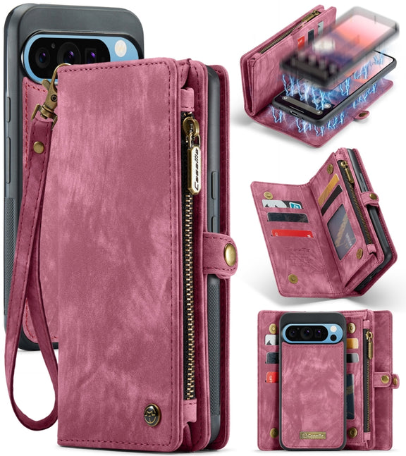 For Google Pixel 9 Pro XL CaseMe 008 Detachable Multifunctional Leather Phone Case(Wine Red)