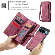 For Google Pixel 9 Pro XL CaseMe 008 Detachable Multifunctional Leather Phone Case(Wine Red)