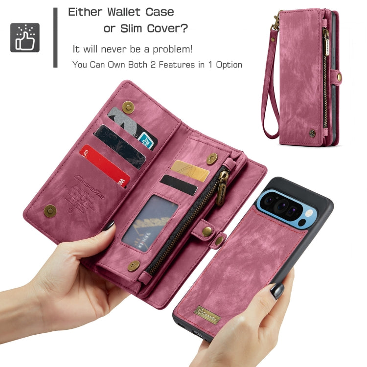 For Google Pixel 9 Pro XL CaseMe 008 Detachable Multifunctional Leather Phone Case(Wine Red)