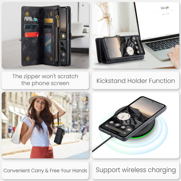 For Google Pixel 9 Pro XL CaseMe 008 Detachable Multifunctional Leather Phone Case(Black)