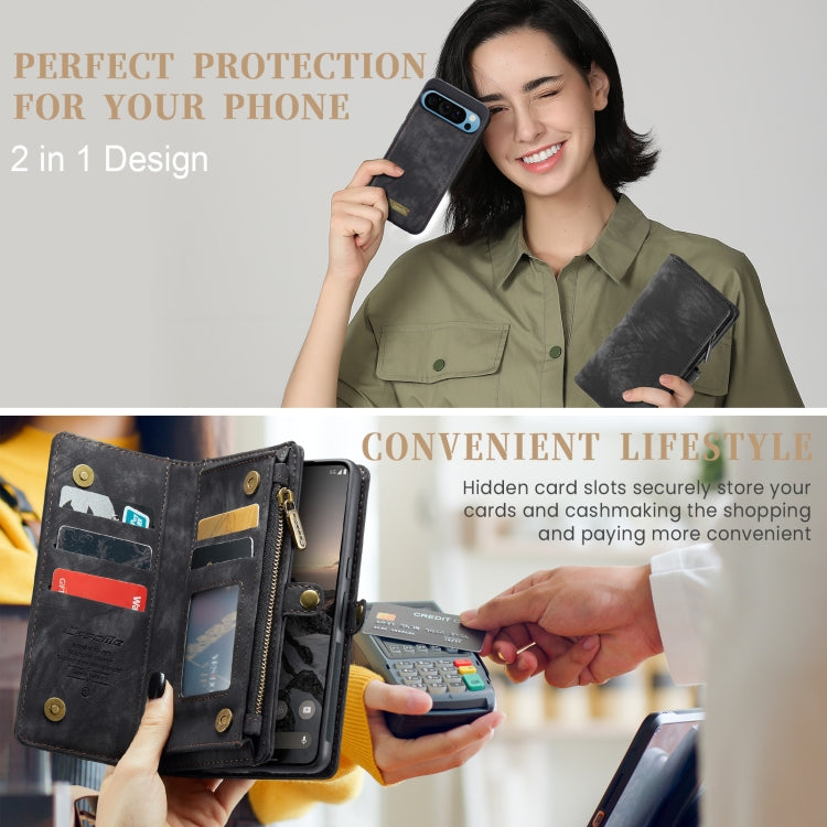 For Google Pixel 9 Pro XL CaseMe 008 Detachable Multifunctional Leather Phone Case(Black)