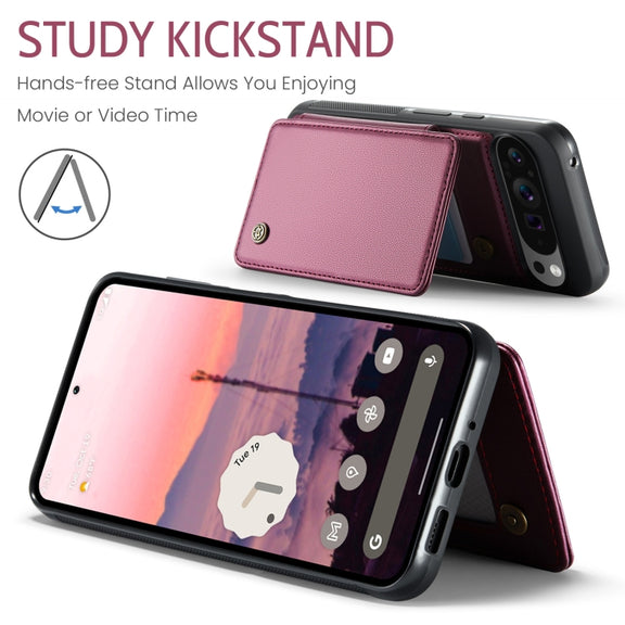 For Google Pixel 9 Pro XL CaseMe C22 Card Slots Holder RFID Anti-theft Phone Case(Wine)