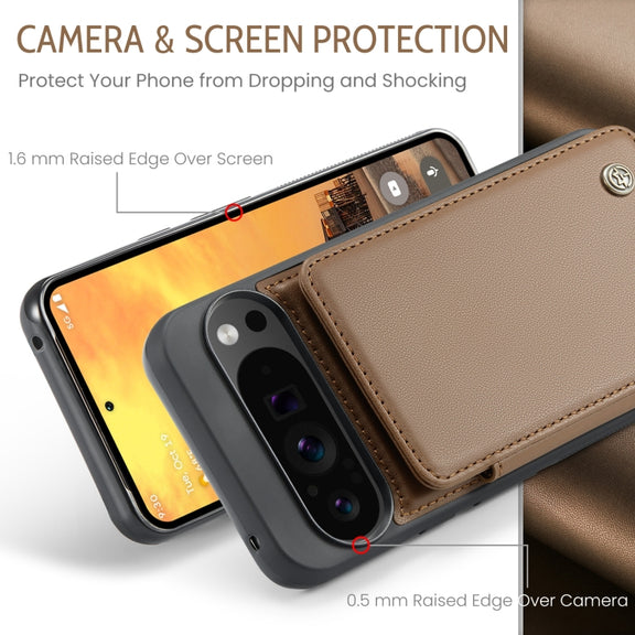 For Google Pixel 9 Pro XL CaseMe C22 Card Slots Holder RFID Anti-theft Phone Case(Brown)