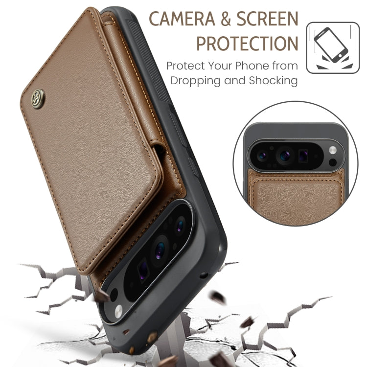 For Google Pixel 9 Pro XL CaseMe C22 Card Slots Holder RFID Anti-theft Phone Case(Brown)