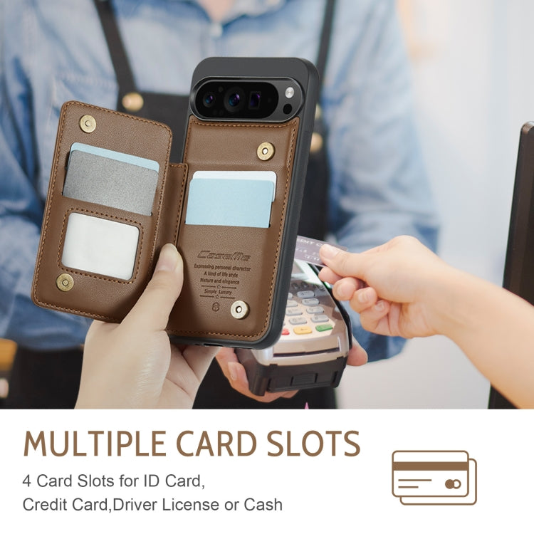 For Google Pixel 9 Pro XL CaseMe C22 Card Slots Holder RFID Anti-theft Phone Case(Brown)