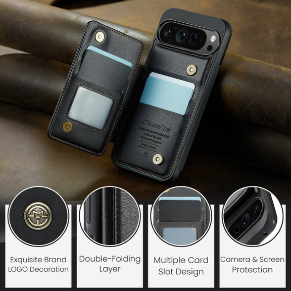 For Google Pixel 9 Pro XL CaseMe C22 Card Slots Holder RFID Anti-theft Phone Case(Black)