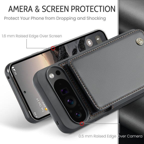 For Google Pixel 9 Pro XL CaseMe C22 Card Slots Holder RFID Anti-theft Phone Case(Black)