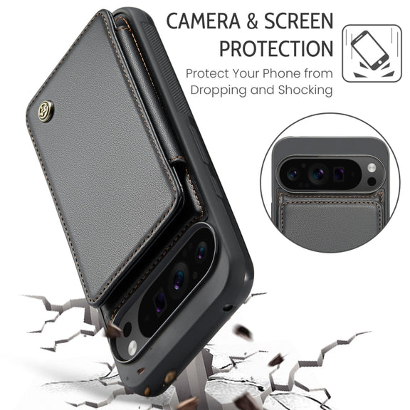 For Google Pixel 9 Pro XL CaseMe C22 Card Slots Holder RFID Anti-theft Phone Case(Black)