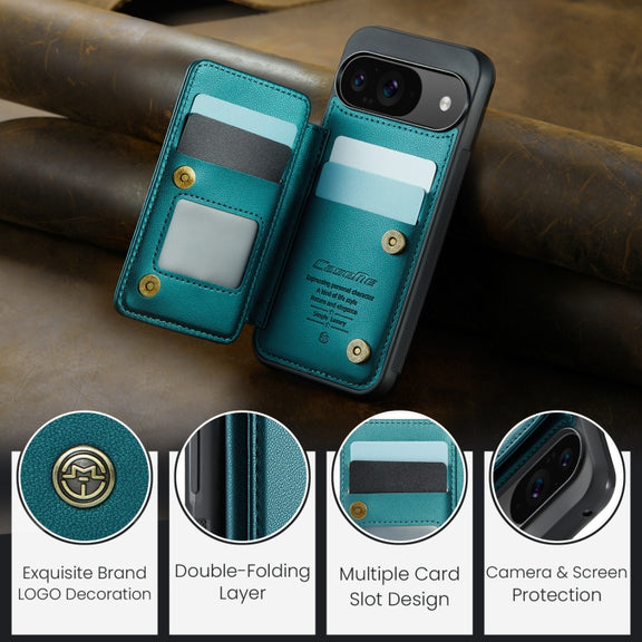 For Google Pixel 9 / 9 Pro CaseMe C22 Card Slots Holder RFID Anti-theft Phone Case(Green)