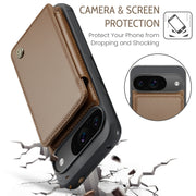 For Google Pixel 9 / 9 Pro CaseMe C22 Card Slots Holder RFID Anti-theft Phone Case(Brown)
