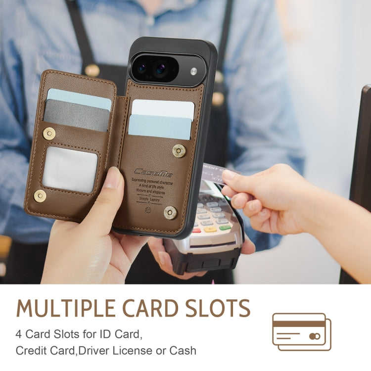 For Google Pixel 9 / 9 Pro CaseMe C22 Card Slots Holder RFID Anti-theft Phone Case(Brown)