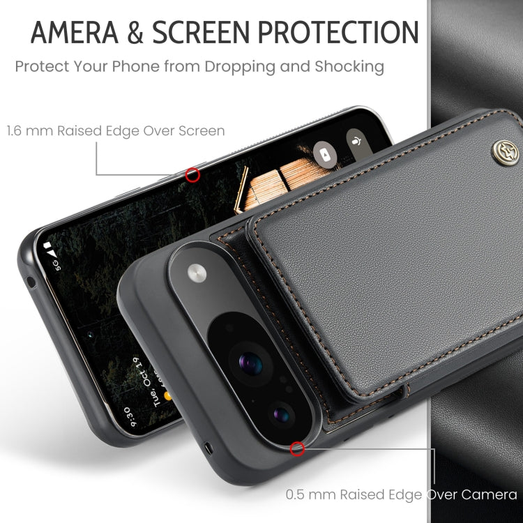 For Google Pixel 9 / 9 Pro CaseMe C22 Card Slots Holder RFID Anti-theft Phone Case(Black)