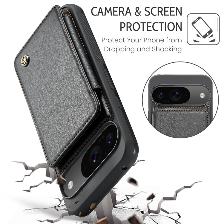 For Google Pixel 9 / 9 Pro CaseMe C22 Card Slots Holder RFID Anti-theft Phone Case(Black)