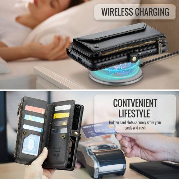 For Google Pixel 9 Pro XL CaseMe C36 Card Slots Zipper Wallet RFID Anti-theft Leather Phone Case(Black)