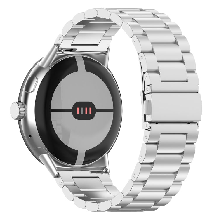 For Google Pixel Watch 3 41mm Three Beads Stainless Steel Metal Watch Band(Silver)