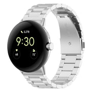 For Google Pixel Watch 3 41mm Three Beads Stainless Steel Metal Watch Band(Silver)