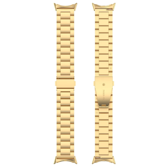 For Google Pixel Watch 3 41mm Three Beads Stainless Steel Metal Watch Band(Gold)