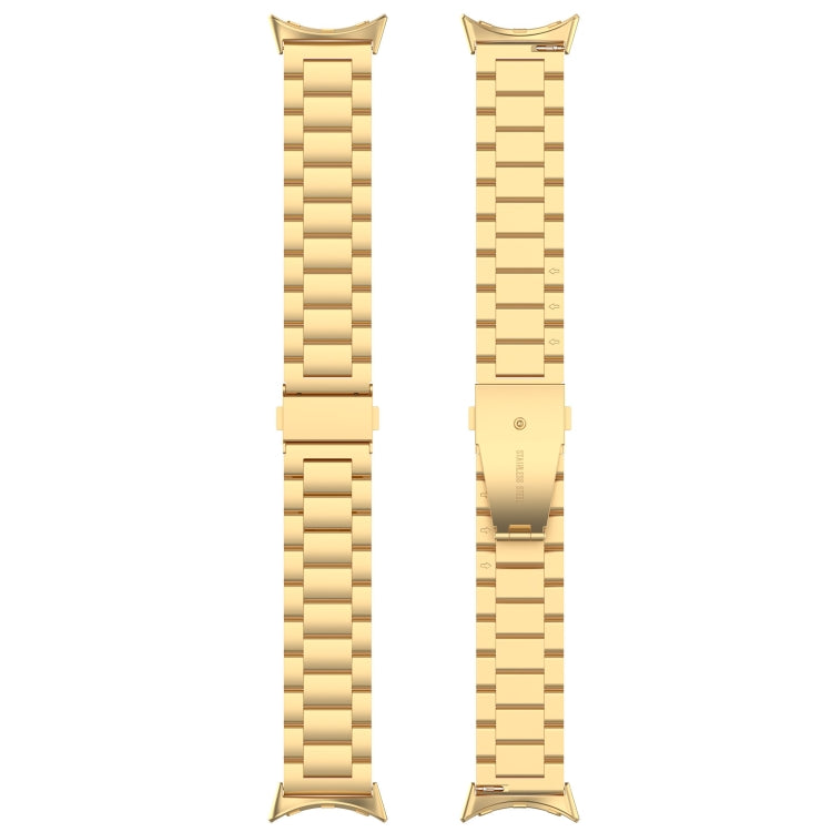 For Google Pixel Watch 3 45mm Three Beads Stainless Steel Metal Watch Band(Gold)
