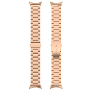For Google Pixel Watch 3 45mm Three Beads Stainless Steel Metal Watch Band(Rose Gold)