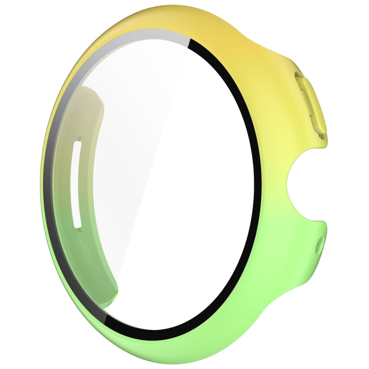 For Google Pixel Watch 3 41mm PC + Tempered Film Integrated Watch Protective Case(Yellow+Green)