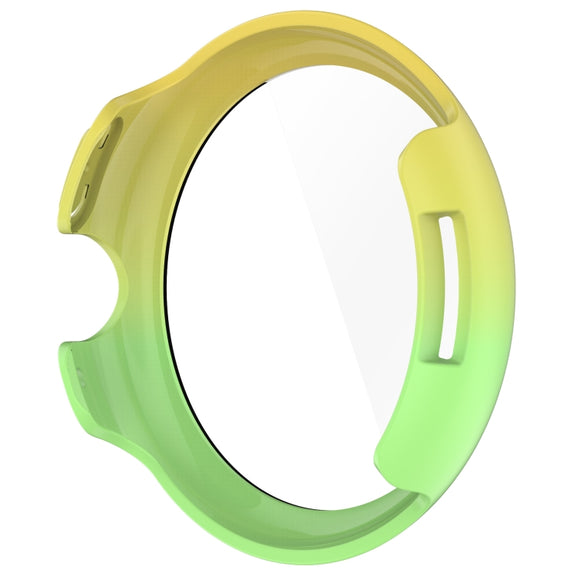 For Google Pixel Watch 3 41mm PC + Tempered Film Integrated Watch Protective Case(Yellow+Green)