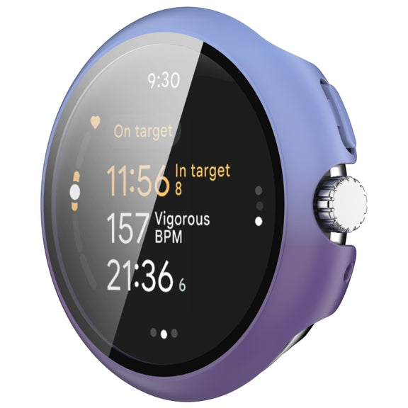 For Google Pixel Watch 3 41mm PC + Tempered Film Integrated Watch Protective Case(Blue+Purple)