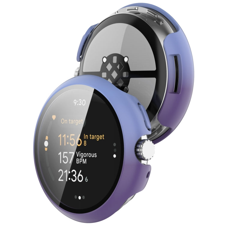 For Google Pixel Watch 3 41mm PC + Tempered Film Integrated Watch Protective Case(Blue+Purple)