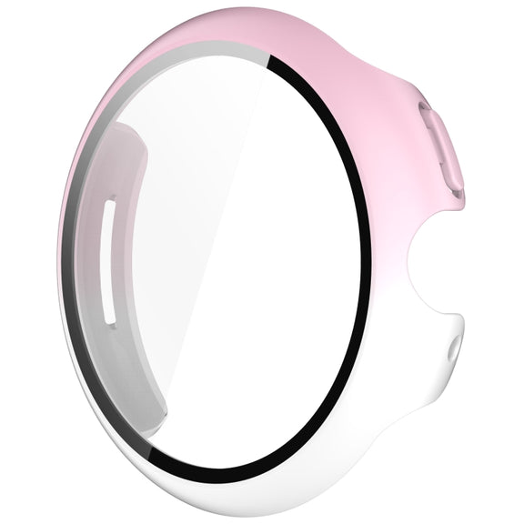 For Google Pixel Watch 3 45mm PC + Tempered Film Integrated Watch Protective Case(Pink+White)