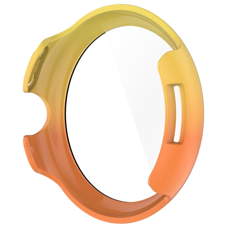 For Google Pixel Watch 3 45mm PC + Tempered Film Integrated Watch Protective Case(Yellow+Orange)