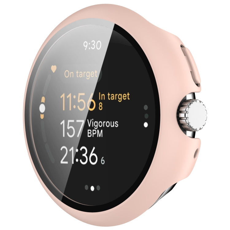 For Google Pixel Watch 3 45mm PC + Tempered Film Integrated Watch Protective Case(Pink)