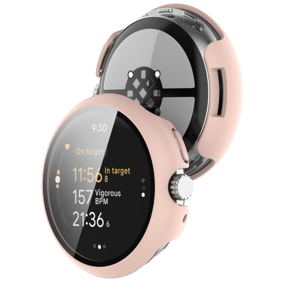 For Google Pixel Watch 3 45mm PC + Tempered Film Integrated Watch Protective Case(Pink)