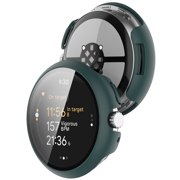 For Google Pixel Watch 3 45mm PC + Tempered Film Integrated Watch Protective Case(Green)