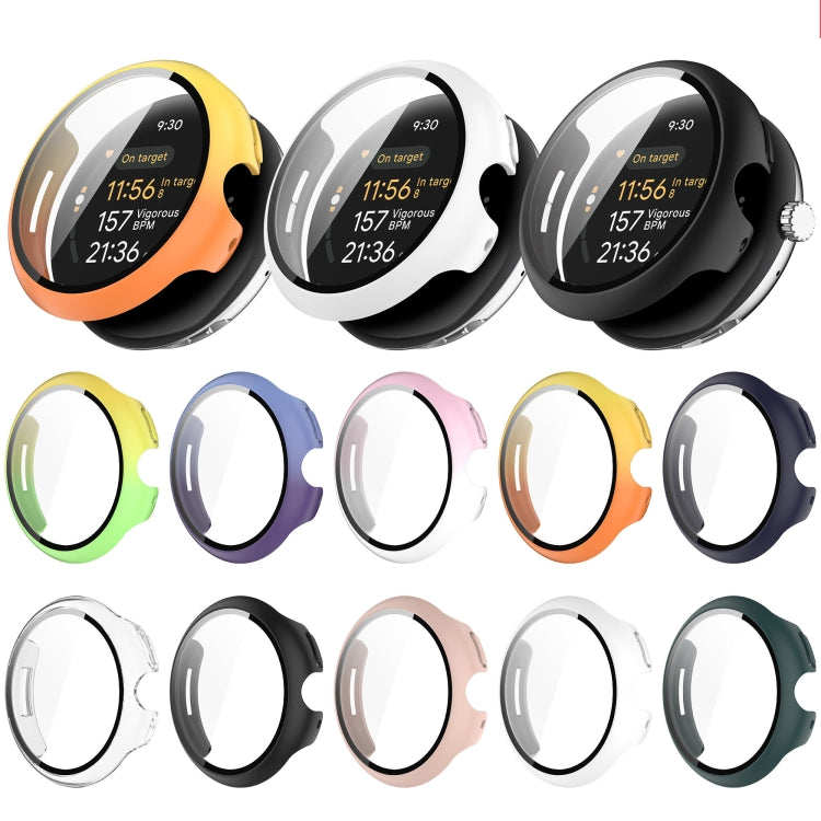 For Google Pixel Watch 3 41mm PC + Tempered Film Integrated Watch Protective Case(Pink+White)