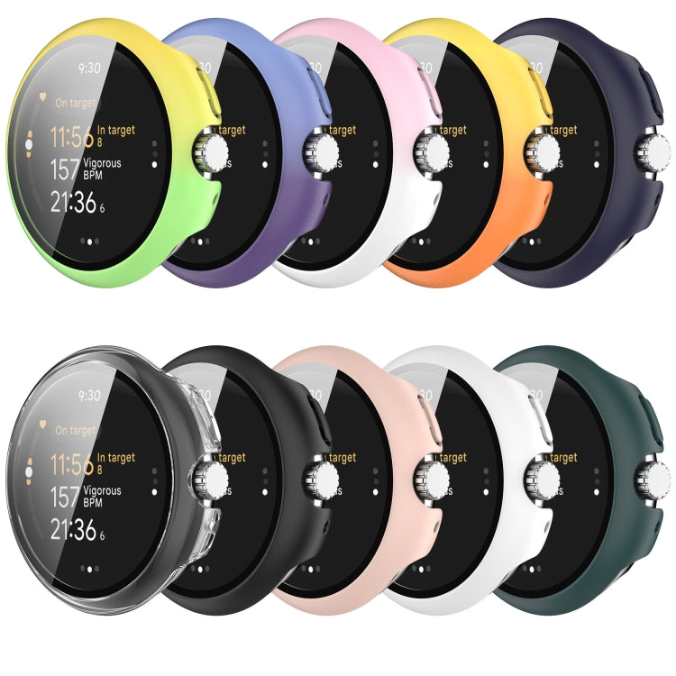 For Google Pixel Watch 3 41mm PC + Tempered Film Integrated Watch Protective Case(Yellow+Orange)