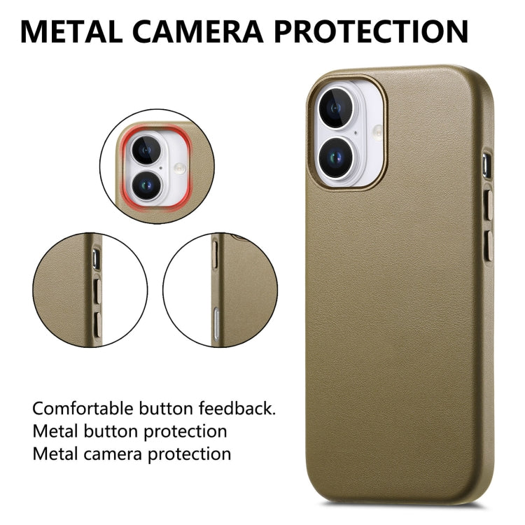 For iPhone 16 Plus Electroplated Metal Button Shockproof Phone Case(Green)