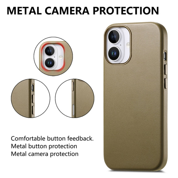 For iPhone 16 Plus Electroplated Metal Button Shockproof Phone Case(Green)